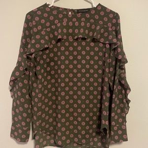 Green blouse by Banana Republic with ruffle sleeves